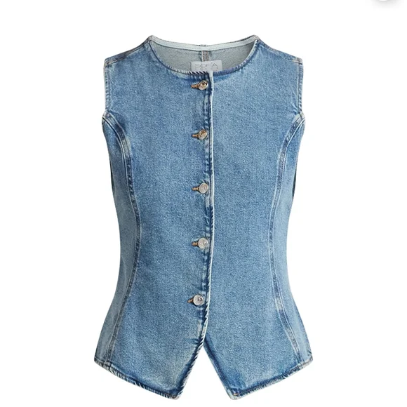 Sofia by Sofia Vergara Light Blue Denim Vest - Picture 1 of 8